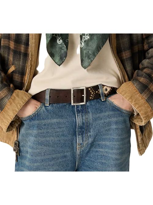 Cintura Sierra da donna in pelle color mogano con borchie applicate Golden Goose | GWA00845.A000900.83398MAHOGANY/MILK